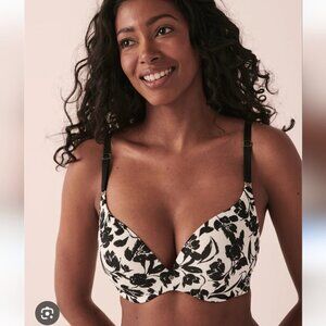 LA VIE EN ROSE | Sleekback Wireless Bra Floral Black White Sz 38D